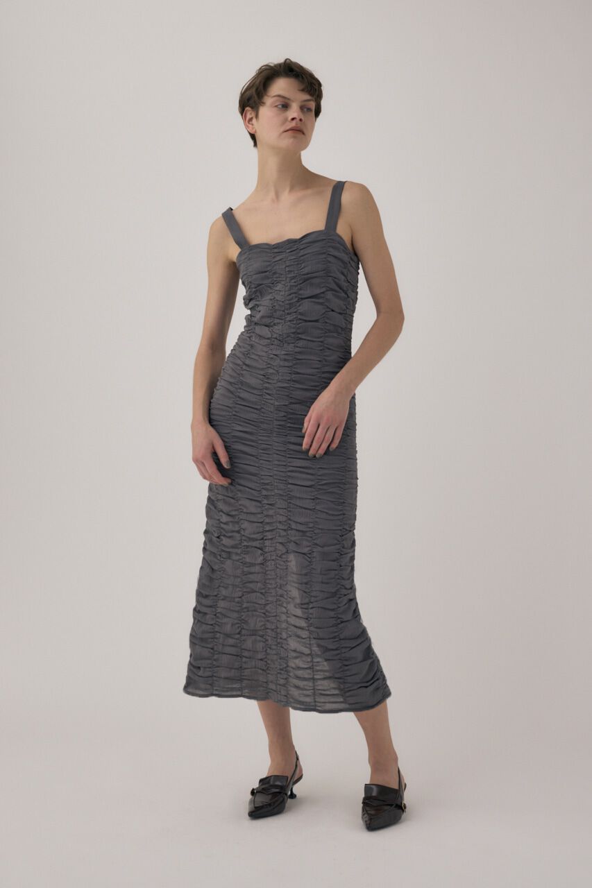 MOUSSY「オーガニックコットンボイル素材使用ギャザーキャミドレス」|ワンピース|