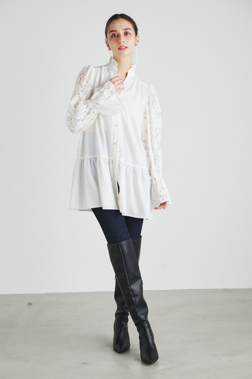 rienda「シアーレースドッキングチュニックTOP」|シャツ・ブラウス|