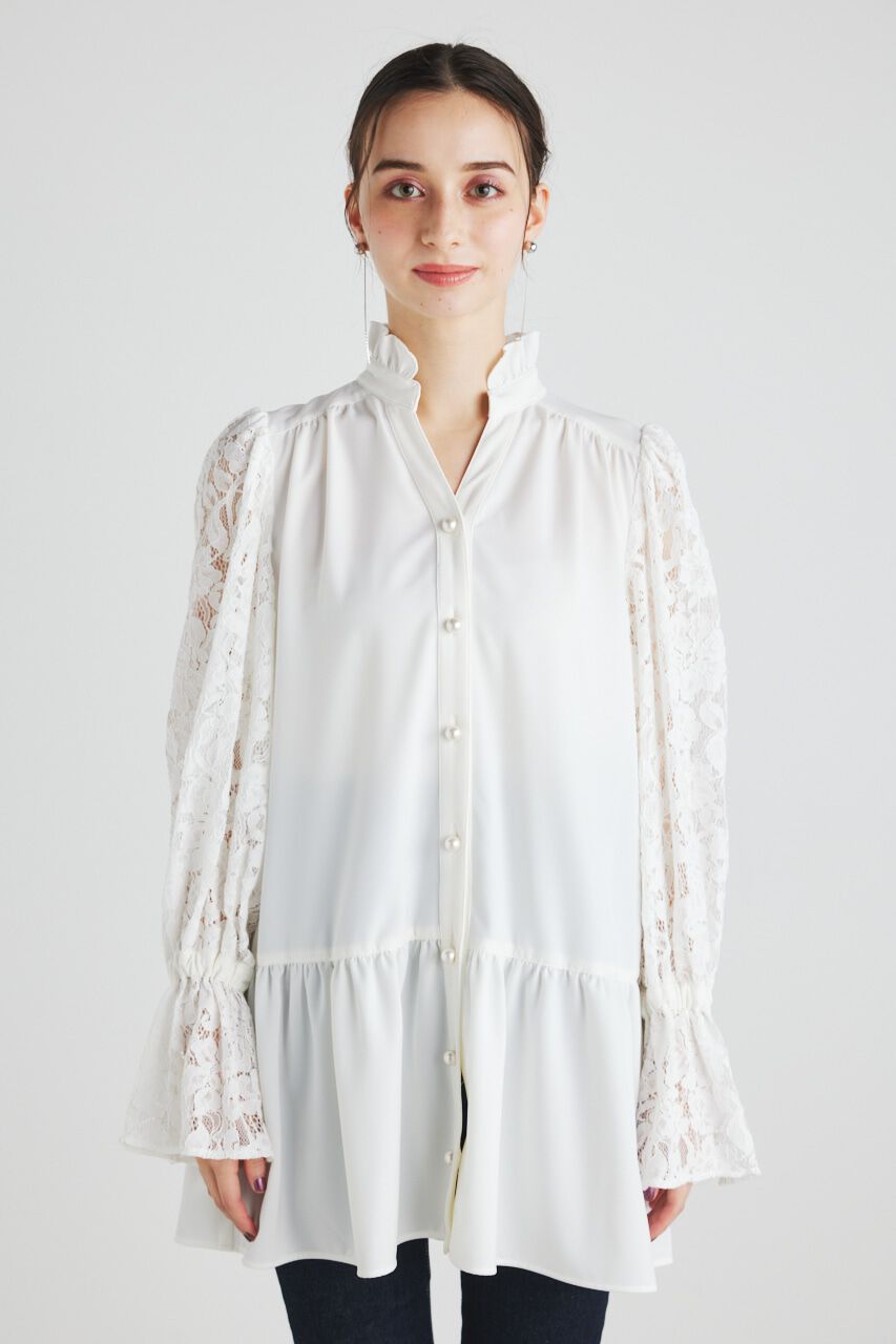 rienda「シアーレースドッキングチュニックTOP」|シャツ・ブラウス|