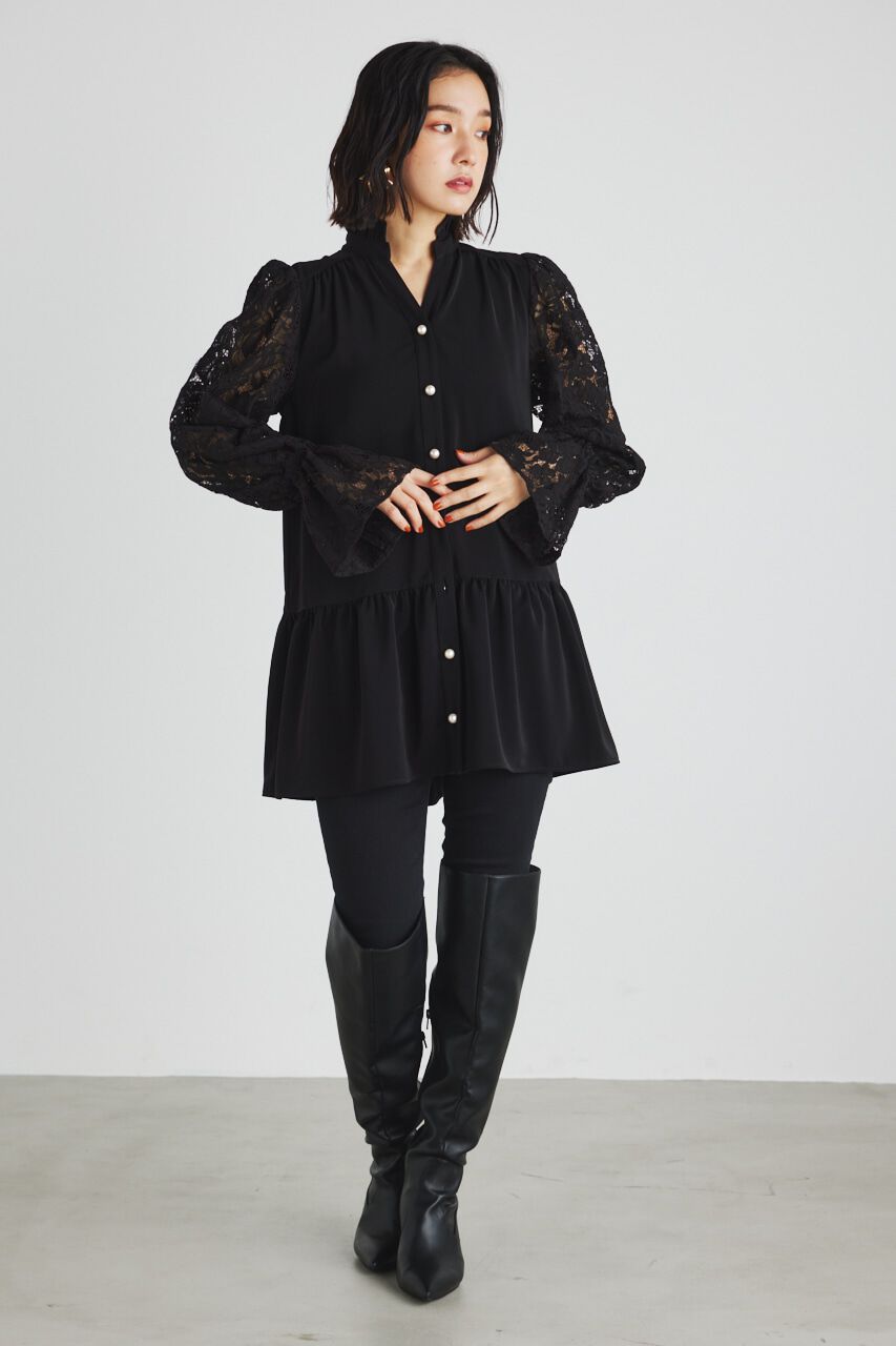 rienda「シアーレースドッキングチュニックTOP」|シャツ・ブラウス|
