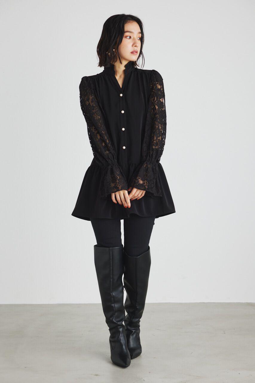 rienda「シアーレースドッキングチュニックTOP」|シャツ・ブラウス|