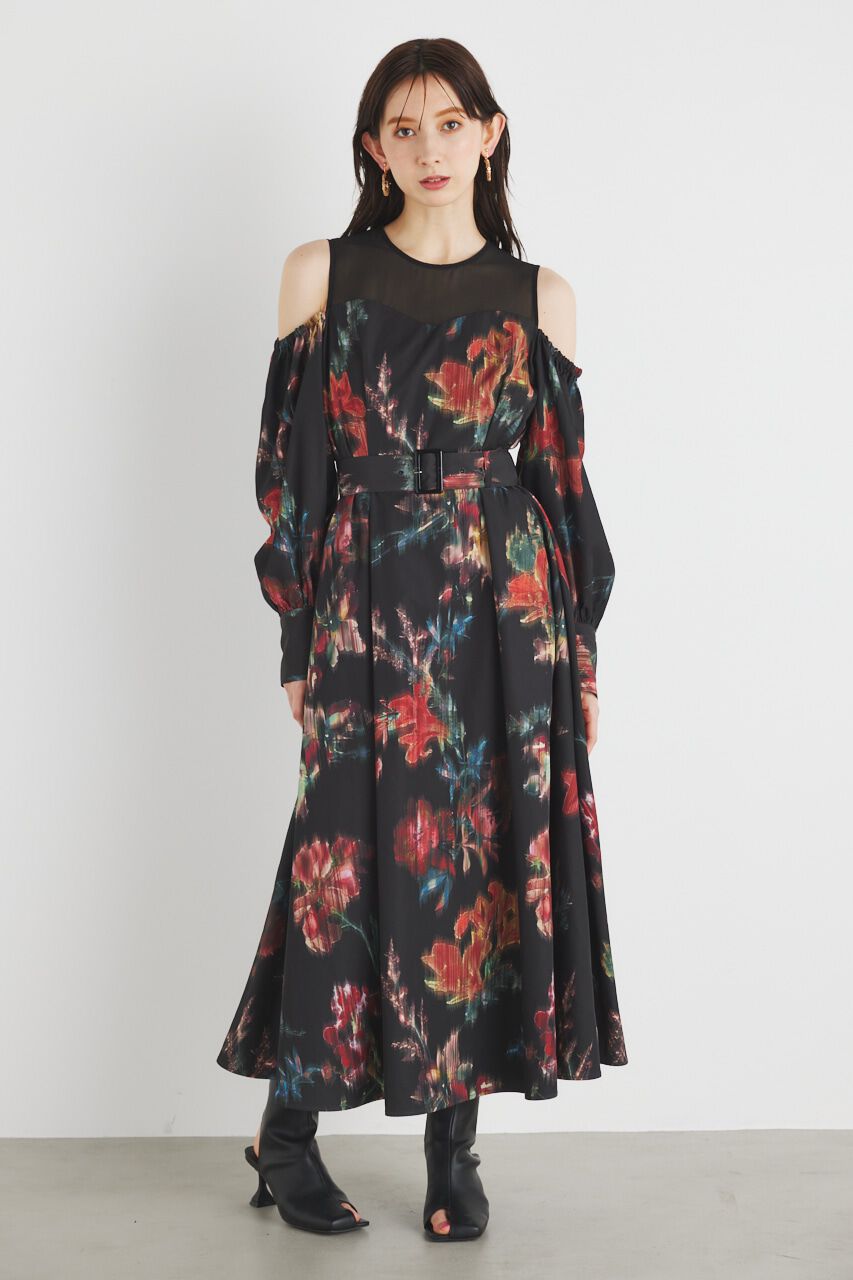 rienda「レイヤードオフショルフレアOP」|ワンピース|BLK