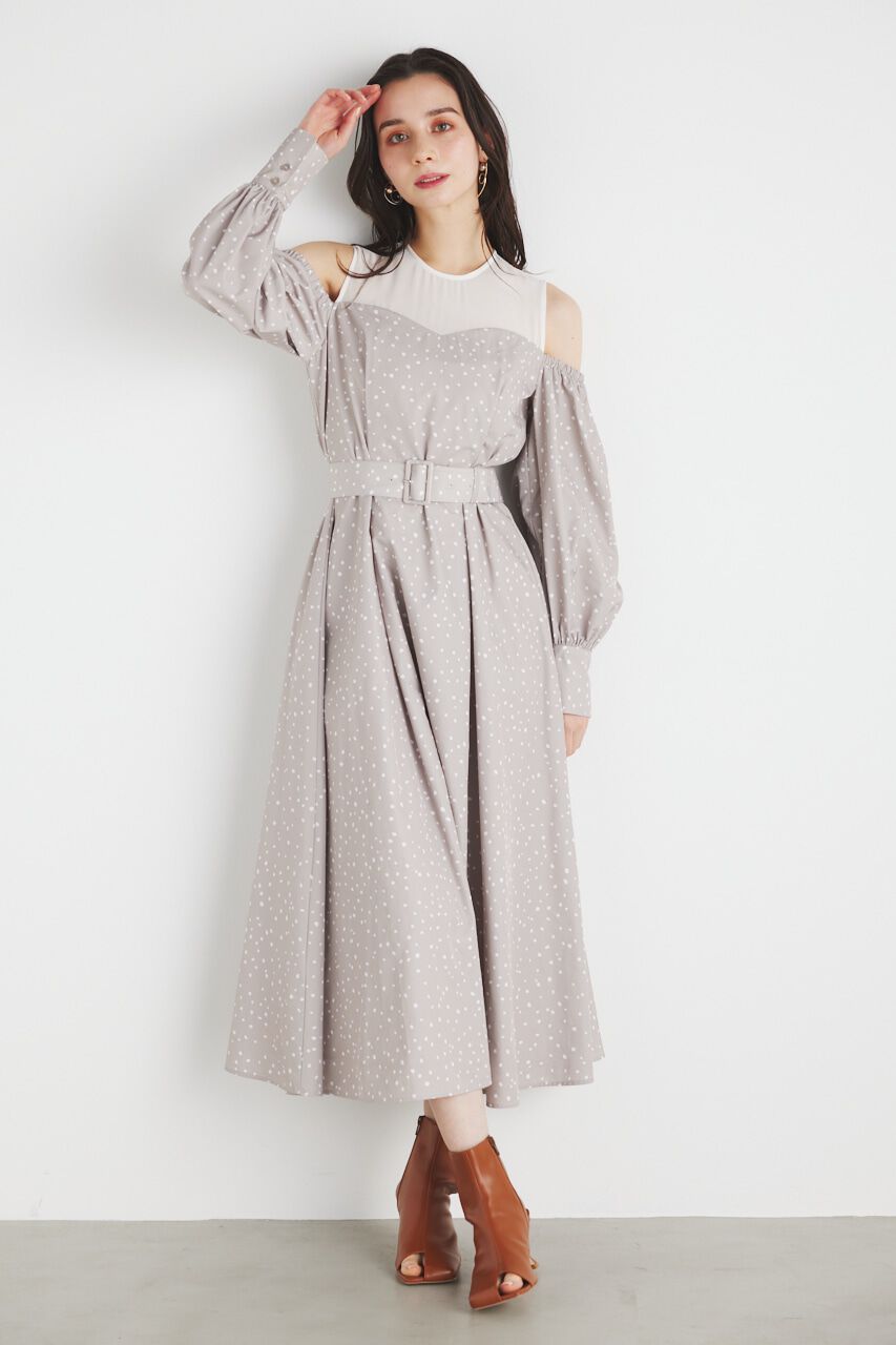 rienda「レイヤードオフショルフレアOP」|ワンピース|BEG