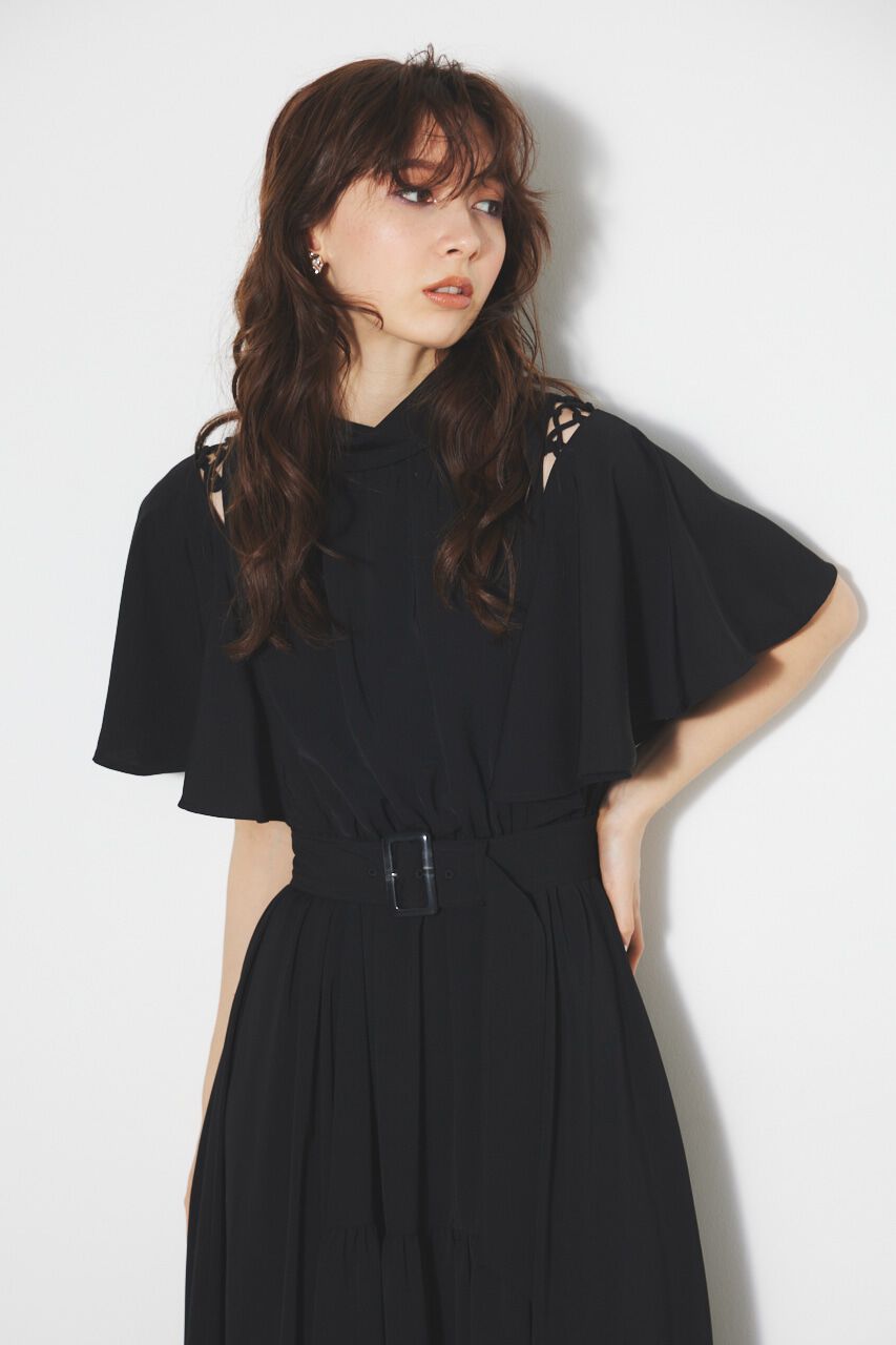 rienda「スリットショルダーフレアSLV OP」|ワンピース|