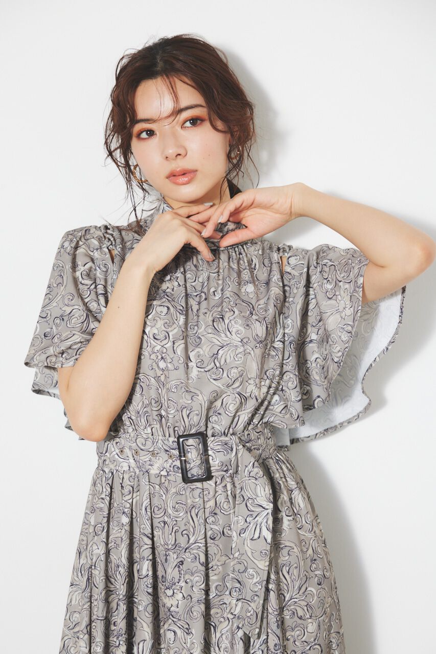 rienda「スリットショルダーフレアSLV OP」|ワンピース|