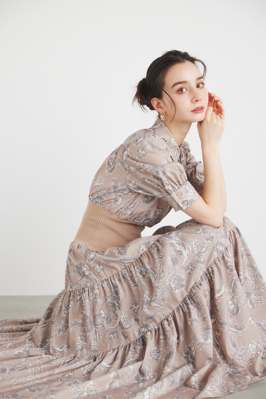 rienda「マルチパターンティアードSH OP」|ワンピース|柄BRN5