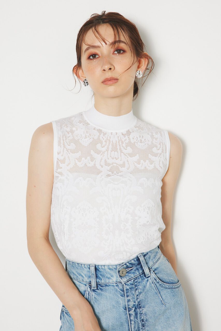 rienda「レースH/N Knit TOP」|ニット・セーター|WHT