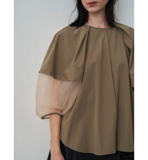 ELENDEEK「HALF ORGANZA SLEEVE BL」|シャツ・ブラウス|ベージュ