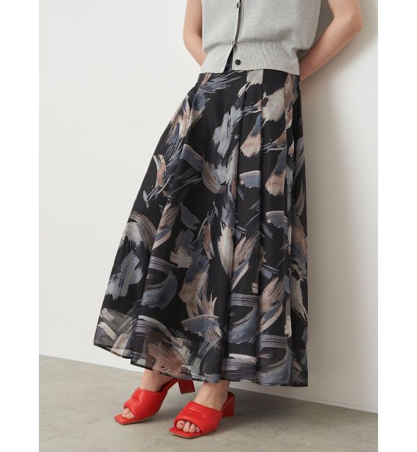 ELENDEEK「PAINTING PATTERN FLARE SK」|スカート|ブラック