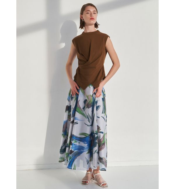ELENDEEK「PAINTING PATTERN FLARE SK」|スカート|