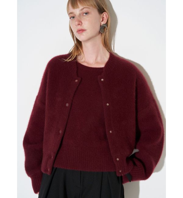 ELENDEEK「CN RACCOON MIX BZ」|カーディガン|ボルドー