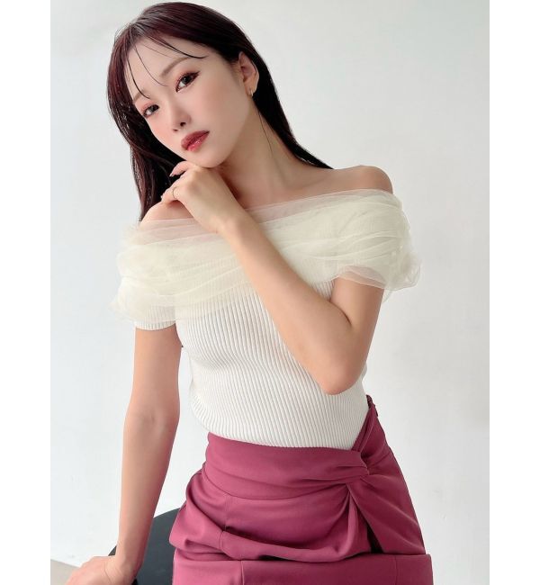 RESEXXY「シアーコンビオフショルニット」|ニット・セーター|