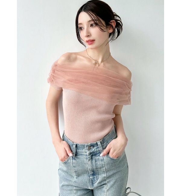 RESEXXY「シアーコンビオフショルニット」|ニット・セーター|