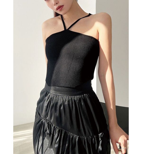 RESEXXY「アメスリクロップドニットトップス」|キャミソール|ブラック