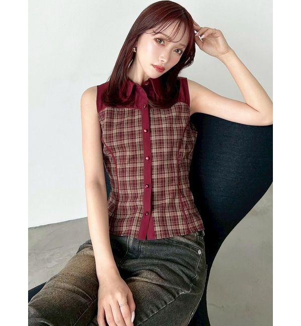 RESEXXY「チェックレイヤードノースリシャツ」|シャツ・ブラウス|