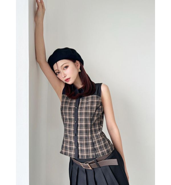 RESEXXY「チェックレイヤードノースリシャツ」|シャツ・ブラウス|