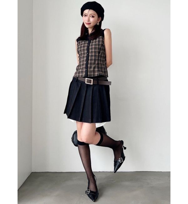 RESEXXY「チェックレイヤードノースリシャツ」|シャツ・ブラウス|