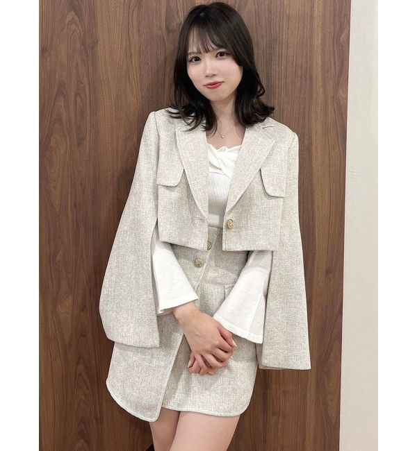 dazzlin「ジップスリーブポケットジャケット」|テーラードジャケット|アイボリー
