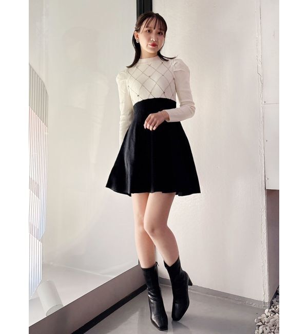 dazzlin「モチーフパターンニットミニワンピース」|ワンピース|