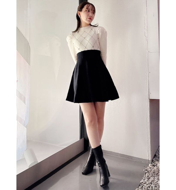 dazzlin「モチーフパターンニットミニワンピース」|ワンピース|