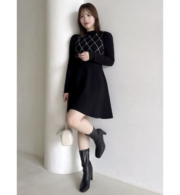 dazzlin「モチーフパターンニットミニワンピース」|ワンピース|