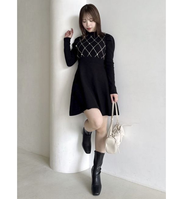 dazzlin「モチーフパターンニットミニワンピース」|ワンピース|