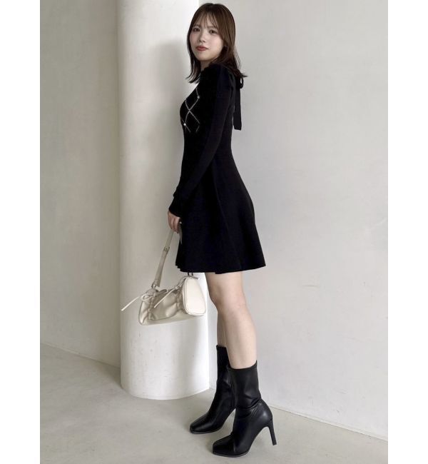 dazzlin「モチーフパターンニットミニワンピース」|ワンピース|