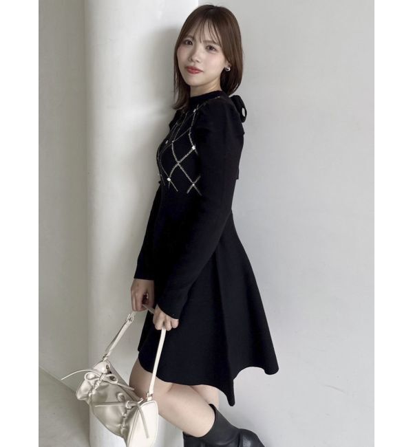 dazzlin「モチーフパターンニットミニワンピース」|ワンピース|