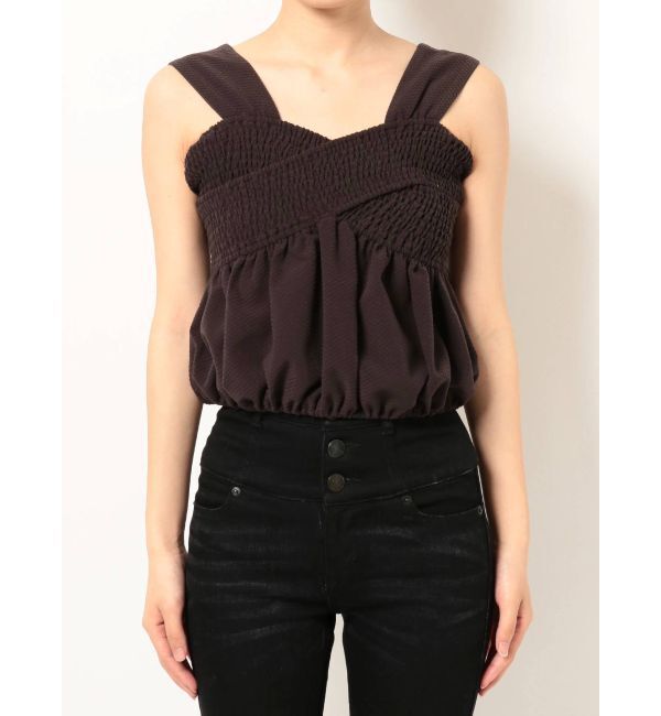 EMODA「シャーリングバンドショートトップ」|Tシャツ・カットソー|ブラウン