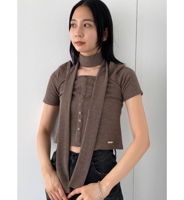 EMODA「スリムタイボタントップ」|Tシャツ・カットソー|ブラウン