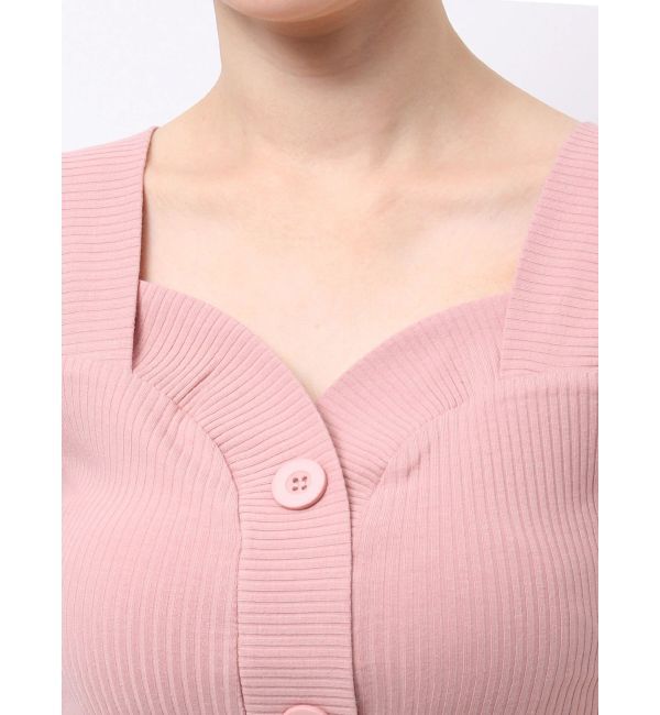 EMODA「FRONT BUTTON SHORT RIB TOP」|Tシャツ・カットソー|