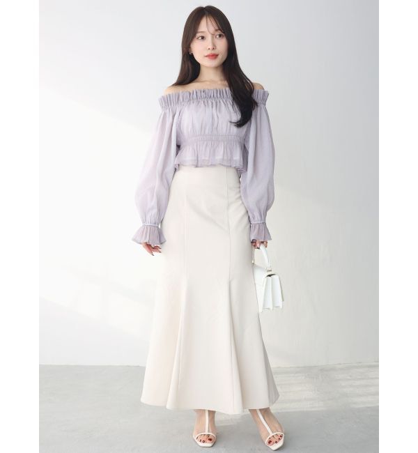 MERCURYDUO「2WAYオフショルシャーリングクロプドブラウス」|シャツ・ブラウス|