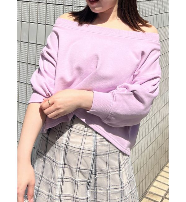 MERCURYDUO「裏毛オフショルクロップドカットソー」|Tシャツ・カットソー|