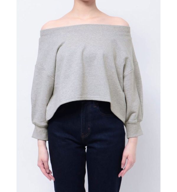 MERCURYDUO「裏毛オフショルクロップドカットソー」|Tシャツ・カットソー|ライトグレー