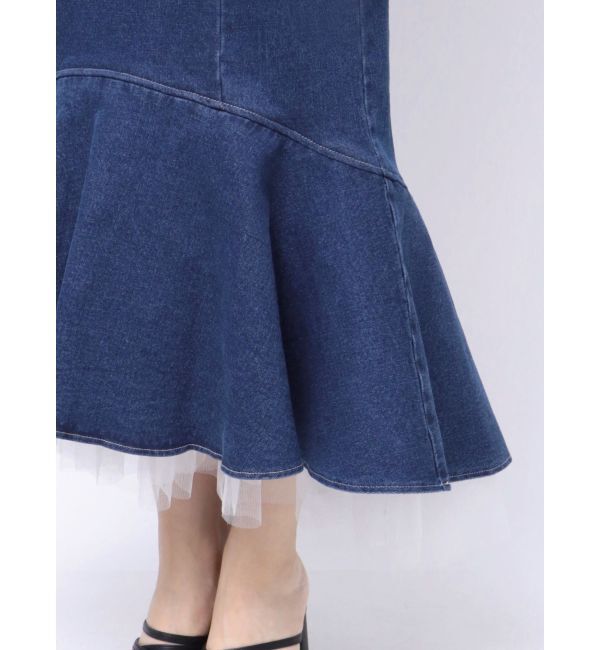 MERCURYDUO「デニムチュールマーメイドスカート」|スカート|