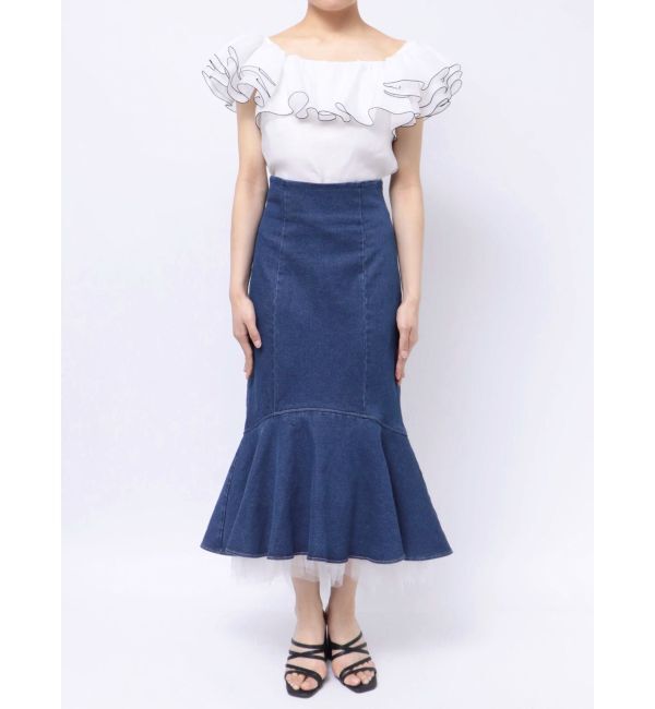 MERCURYDUO「デニムチュールマーメイドスカート」|スカート|
