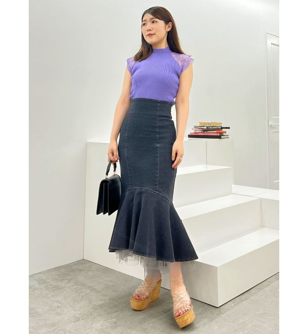 MERCURYDUO「デニムチュールマーメイドスカート」|スカート|