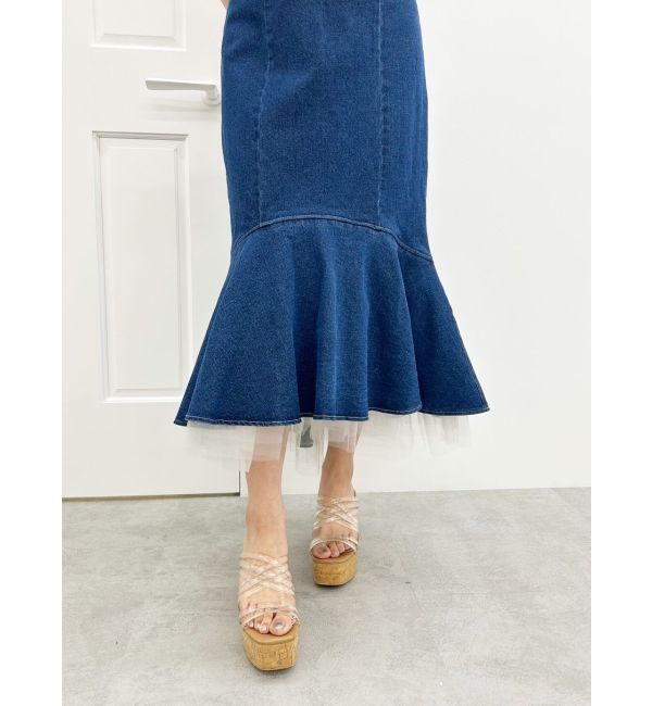MERCURYDUO「デニムチュールマーメイドスカート」|スカート|