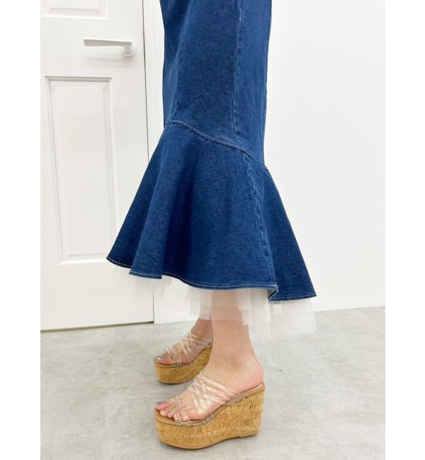 MERCURYDUO「デニムチュールマーメイドスカート」|スカート|