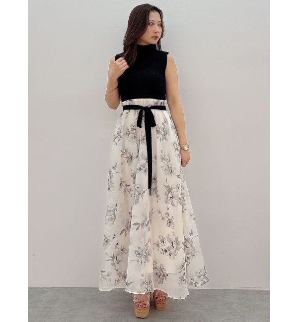 MERCURYDUO「フラワードッキングノースリワンピース」|ワンピース|