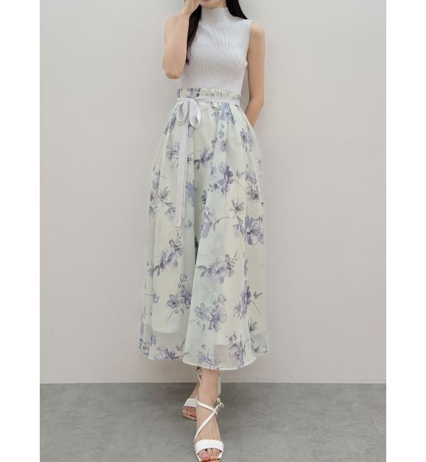 MERCURYDUO「フラワードッキングノースリワンピース」|ワンピース|