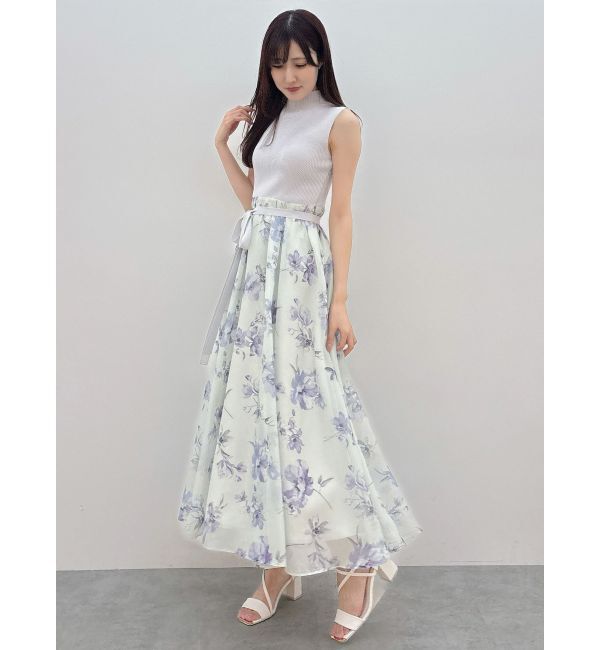 MERCURYDUO「フラワードッキングノースリワンピース」|ワンピース|