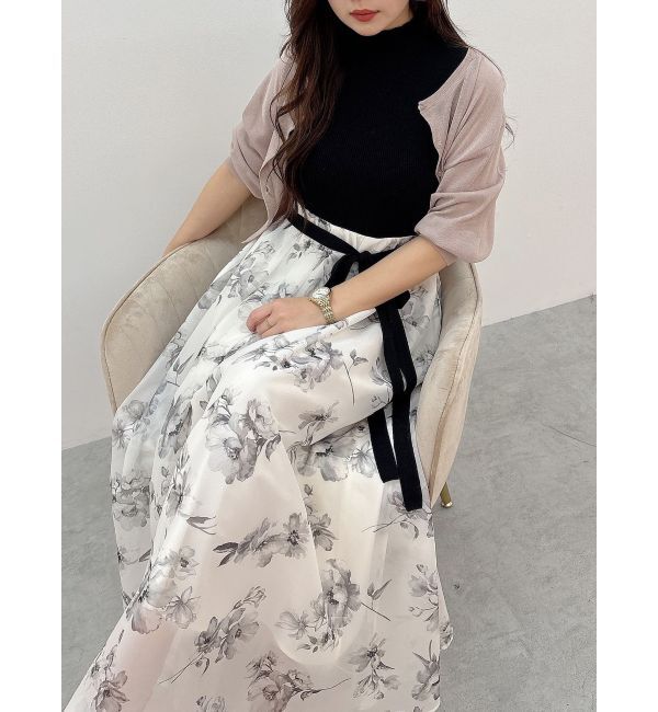 MERCURYDUO「フラワードッキングノースリワンピース」|ワンピース|