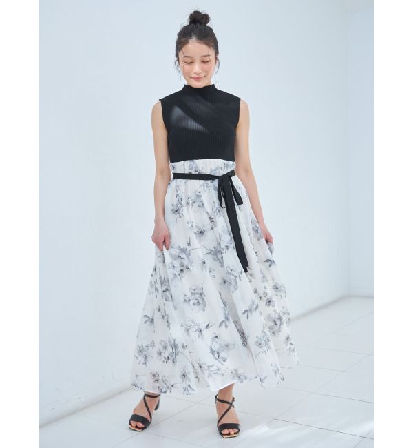 MERCURYDUO「フラワードッキングノースリワンピース」|ワンピース|