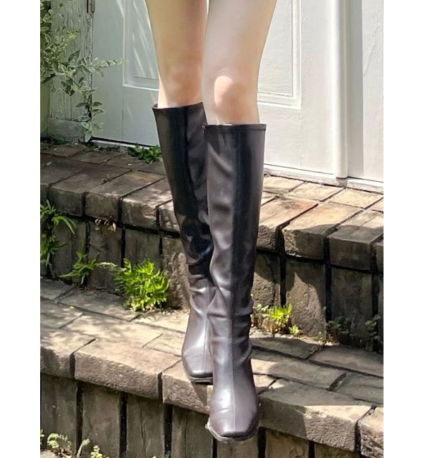 MERCURYDUO「ストレッチロングブーツ」|ロングブーツ|ダークブラウン