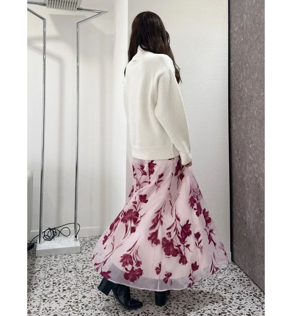 MERCURYDUO「フロッキープリントフレアスカート」|スカート|