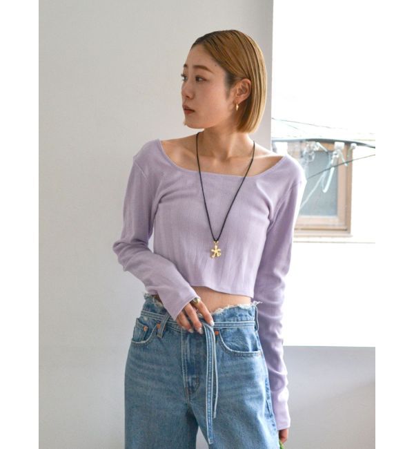 Ungrid「スクエアネックショートロングスリーブTee」|Tシャツ・カットソー|