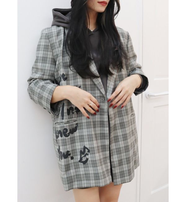 EVRIS「グラフィックオーバーサイズチェックジャケット」|テーラードジャケット|