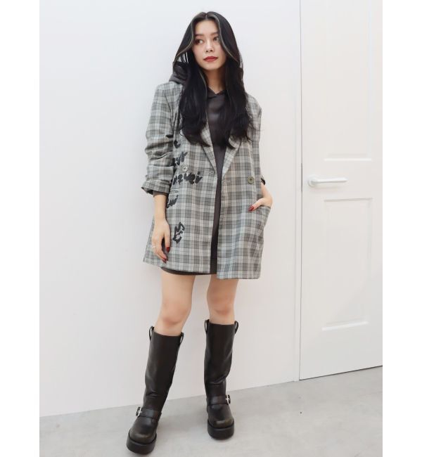 EVRIS「グラフィックオーバーサイズチェックジャケット」|テーラードジャケット|