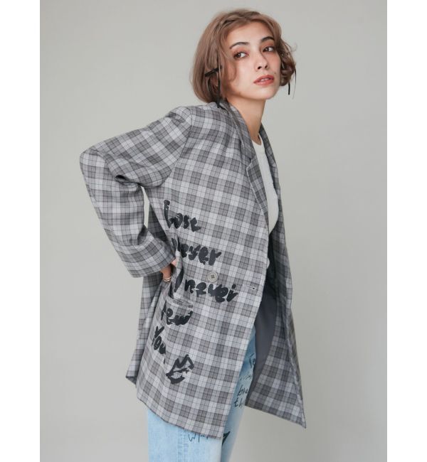 EVRIS「グラフィックオーバーサイズチェックジャケット」|テーラードジャケット|